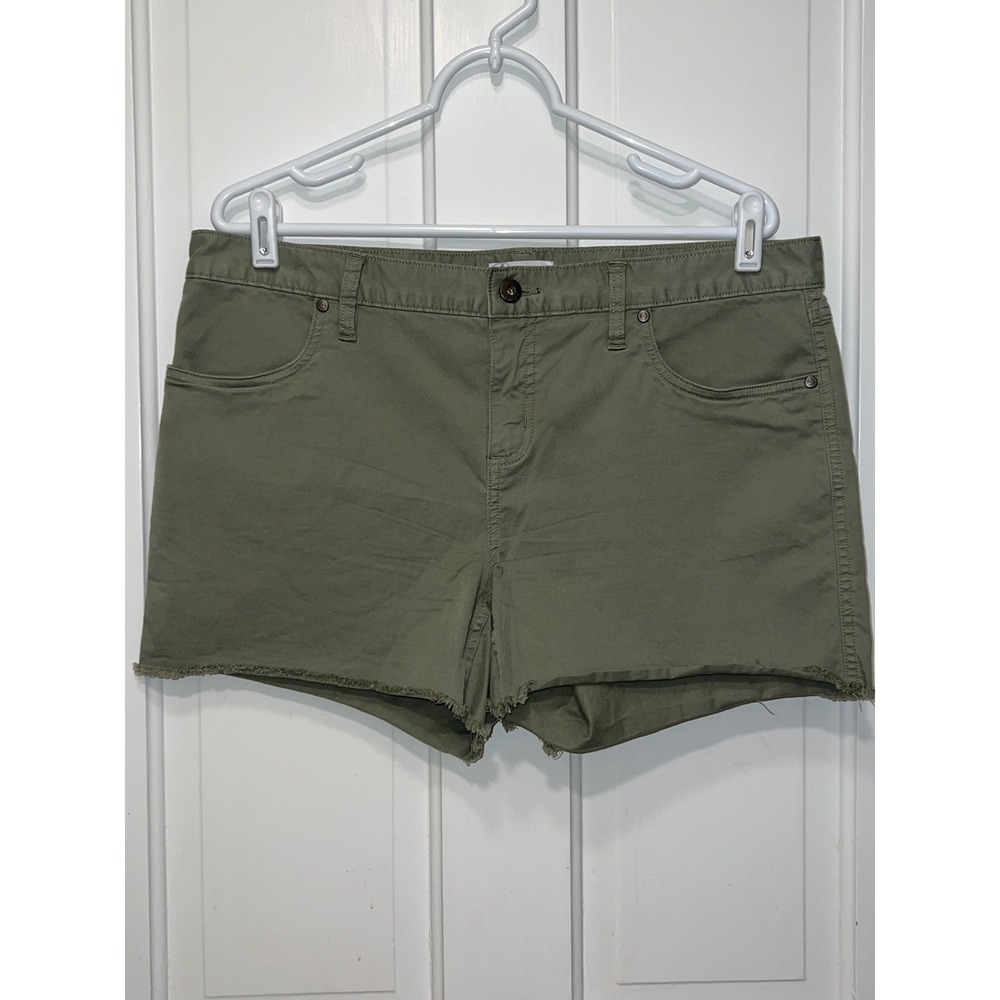 Carve Designs Olive Green Tencel Organic Cotton Raw Hem Shorts Womens Size 12